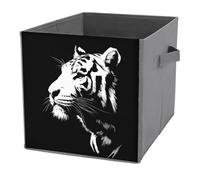 Jubonexis Minimalistic A Asian Tiger Cube - Cubos de almacenamiento plegables y decorativos de tela, organizadores para el hogar con asas para estantes, armario, 27 x 27 cm
