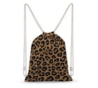 Jubonexis Mochila clásica de lona con cordón y lunares negros sobre marrón, ligera, deportiva, para hombres y mujeres
