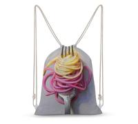 Jubonexis Mochila de lona con cordón de espaguetis rosa y amarillo, ligera, deportiva, para hombres y mujeres