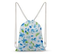 Jubonexis Mochila de lona con cordón de pétalos de hortensia dispersos y hojas pequeñas, bolsa de cuerda ligera para deportes para hombres y mujeres