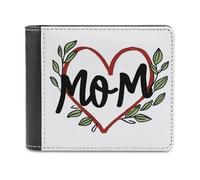 Jubonexis MOM is The Heart of The Family - Cartera plegable de piel sintética suave, monedero, funda para tarjetas de crédito, tarjetero duradero, billetera delgada para hombres y mujeres