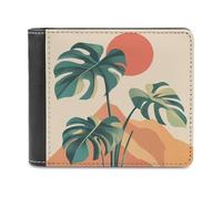 Jubonexis Monstera Plant The Sun Mountains - Cartera plegable de piel sintética suave, monedero, funda para tarjetas de crédito, tarjetero duradero, billetera delgada para hombres y mujeres