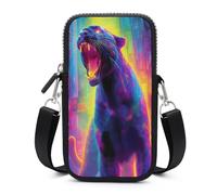 Jubonexis Neon Panther Roaring - Bolsa cruzada para teléfono móvil con correa ajustable, color negro