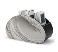 Jubonexis Ocean Waves - Soporte de control remoto de arcilla blanca con 5 compartimentos de cuero para TV, organizador de escritorio