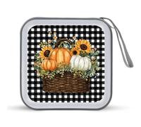 Jubonexis Old Basket - Estuche portátil para CD y DVD, diseño de calabazas, girasoles, para coche, casa o viajes