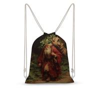 Jubonexis Old Man Ivy Wreath on Head Walking in Forest Mochila con cordón de lona ligera bolsa deportiva de gimnasio para hombres y mujeres