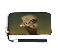Jubonexis Ostrich Classic Art - Cartera de piel sintética larga y plegable, monedero, funda para tarjetas de crédito, almacenamiento de dinero duradero para mujeres y hombres