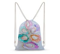 Jubonexis Oyster Shells in Lavender Peach Pink Yellow Drawstring Backpack Canvas String Bag Lightweight Sports Gym Bag for Men Women