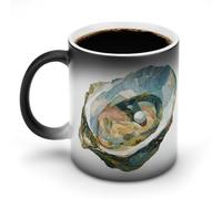 Jubonexis Oyster with Pearl Cozy Whimsical Color Changing Mugs Heat Changing Ceramic Coffee Mug Novelty Funny Tea Water Cup 325 ml