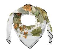 Jubonexis Pañuelo cuadrado de seda para el pelo de mujer con diseño de rana sentada en una calabaza, pañuelo de satén para el cuello