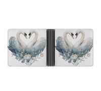 Jubonexis Par de carteras plegables de piel sintética suave con forma de corazón de cisnes, monedero, funda para tarjetas de crédito, tarjetero duradero, billetera delgada para hombres y mujeres