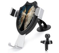 Jubonexis Par de majestuosas alas blancas con detalles dorados para teléfono de coche, base de clip triangular, soporte de ventilación de aire, accesorios automotrices para teléfonos inteligentes de 4