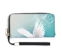 Jubonexis Peaceful Dove Flying in The Sky - Cartera de piel sintética larga y plegable, monedero, funda para tarjetas de crédito, almacenamiento de dinero duradero para mujeres y hombres