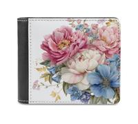 Jubonexis Peonies and Bluebells - Cartera plegable de piel sintética suave, monedero, funda para tarjetas de crédito, tarjetero duradero, billetera delgada para hombres y mujeres, almacenamiento de
