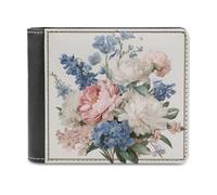 Jubonexis Peonies and Bluebells - Cartera plegable de piel sintética suave vintage, monedero, funda para tarjetas de crédito, tarjetero duradero, billetera delgada para hombres y mujeres