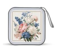 Jubonexis Peonies and Bluebells - Estuche de almacenamiento portátil para CD y DVD, diseño vintage para coche, hogar, viajes