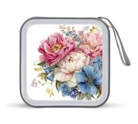 Jubonexis Peonies and Bluebells - Estuche portátil para CD y DVD, para coche, hogar, viajes