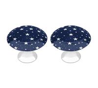 Jubonexis Pequeñas estrellas blancas en un azul marino redondo para cajones con tornillos, 2 piezas, pomos de cajón para tocador, decoración para armario, hogar, oficina, cocina