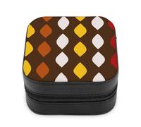 Jubonexis Pequeño joyero colorido con forma de vaina de cacao, portátil, de piel sintética, mini expositor, caja de almacenamiento de almacenamiento de viaje para mujer