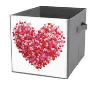 Jubonexis Pequeños cubos de almacenamiento de corazones rojos y rosados, cubos de almacenamiento, plegables, cestas de almacenamiento decorativas de tela, organizadores del hogar con asas para