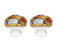 Jubonexis Perillas redondas de vitral para máquina de coser y flores, con tornillos, 2 piezas, pomos de cajón y tocador, decoración para armario, hogar, oficina, cocina