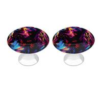 Jubonexis Perillas redondas para cajones con tornillos, diseño de perro en arco iris, color rosa, amarillo, azul, 2 unidades, para armario, oficina, cocina