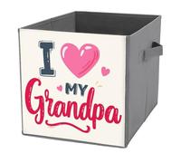 Jubonexis Phrase I Love MY Grandpa - Cubos de almacenamiento plegables y decorativos de tela, organizadores para el hogar con asas para estantes, armario, 27 x 27 cm