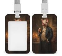Jubonexis Pig in A Candle-lit Tavern - Portatarjetas retráctil con clip para tarjetas, protector de tarjetas, placa de nombre, etiqueta de nombre para trabajo, oficina, médico, enfermera