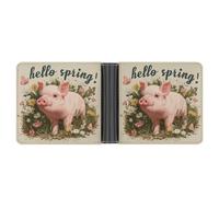 Jubonexis Piglet in The Grass Flowers and Butterflies - Cartera plegable de piel sintética suave, monedero, funda para tarjetas de crédito, tarjetero duradero, billetera delgada para hombres y mujeres