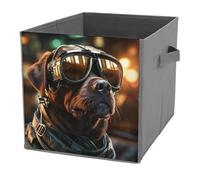 Jubonexis Pilot Dog Cube - Cubos de almacenamiento plegables y decorativos de tela, organizadores para el hogar con asas para estantes, armario, 27 x 27 cm