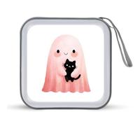 Jubonexis Pink Ghost Holding A Black Cat - Estuche de almacenamiento portátil para CD, DVD, coche, hogar, viajes
