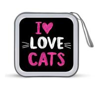 Jubonexis Pink Heart I Love Cats - Estuche portátil para CD y DVD