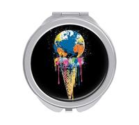 Jubonexis Planet Earth - Espejo de bolsillo para mujer, diseño de bola de helado de graffiti, pequeño, portátil, para viajes, maquillaje, mini espejo