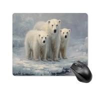 Jubonexis Polar Bear Family on Ice - Alfombrilla de mouse para computadora de oficina pequeña con base de goma antideslizante, alfombrilla de mouse para juegos