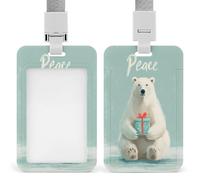Jubonexis Polar Bear Holding A Small Wrapped Gift ID Badge Holder Retráctil Clip Tarjetero Protector de Tarjeta Nombre Etiqueta de Nombre para Trabajo Oficina Médico Enfermera