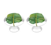 Jubonexis Pomos redondos de acuarela con diseño de hoja de plátano con tornillos, 2 piezas, pomos de cajón para tocador, decoración para armario, hogar, oficina, cocina