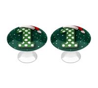 Jubonexis Pomos redondos de color verde con diseño de sombrero de Navidad con tornillos, 2 piezas, pomos de cajón y cómoda, decoración para armario, hogar, oficina, cocina