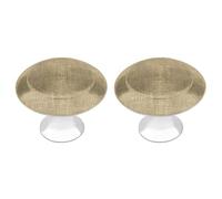 Jubonexis Pomos redondos de lino con patrón de tela de lino con tornillos, 2 unidades, tiradores de cajón para tocador, decoración para armario, hogar, oficina, cocina