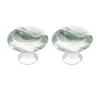 Jubonexis Pomos redondos de mármol blanco pálido con diseño de montañas brumosas con tornillos, 2 piezas, pomos de cajón para tocador, decoración para armario, hogar, oficina, cocina