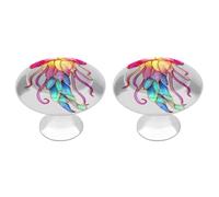 Jubonexis Pomos redondos de medusas coloridas con tornillos, 2 piezas, pomos de cajón para tocador, decoración para armario, hogar, oficina, cocina
