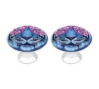 Jubonexis Pomos redondos para cajones con diseño de cara de tigre con lentes rosas, 2 unidades, tiradores de cajón para tocador, decoración para armario, hogar, oficina, cocina