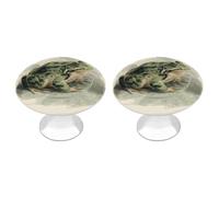 Jubonexis Pomos redondos retro vintage de rana en un lirio con tornillos, 2 piezas, pomos de cajón para tocador, decoración para armario, hogar, oficina, cocina