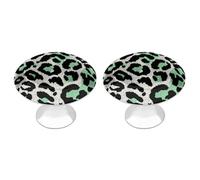 Jubonexis Pomos redondos vintage de tela de leopardo con tornillos, 2 piezas, pomos de cajón para tocador, decoración para armario, hogar, oficina, cocina