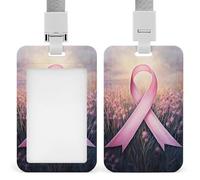 Jubonexis Porta tarjetas de identificación con clip retráctil y cinta rosa de esperanza para el cáncer de mama, protector de tarjetas, placa de nombre, para trabajo, oficina, médico, enfermera