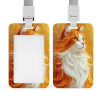 Jubonexis Porta tarjetas de identificación con diseño abstracto de gato con ojos verdes, retráctil, protector de tarjetas, placa de nombre, para trabajo, oficina, médico, enfermera
