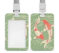 Jubonexis Porta tarjetas de identificación de dos peces que nadan en el agua, diseño vintage, retráctil, con clip, protector de tarjetas, placa de nombre, para trabajo, oficina, médico, enfermera
