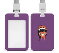 Jubonexis Porta tarjetas de identificación minimalista con diseño de boca de vampiro con colmillos, retráctil, protector de tarjetas, placa de nombre, para trabajo, oficina, médico, enfermera