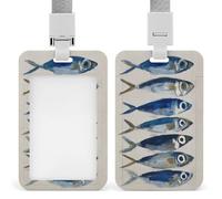 Jubonexis Porta tarjetas de identificación minimalistas de grupo de peces, con clip retráctil, protector de tarjetas, etiqueta de nombre para trabajo, oficina, médico, enfermera