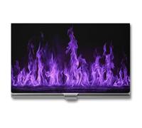 Jubonexis Portatarjetas de visita con diseño de llama morada, bolsillo delgado de metal para mujeres y hombres