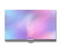 Jubonexis Portatarjetas de visita en degradado morado claro y azul, bolsillo delgado de metal para mujeres y hombres